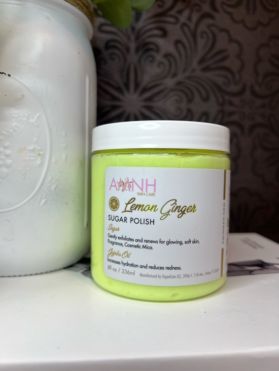 Aminnah Other - Lemon Ginger Sugar Polish - Exfoliating Scrub 8oz
